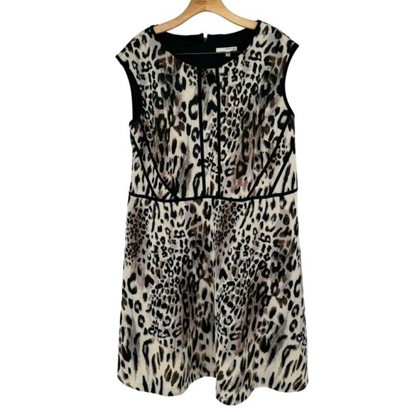 Studio One Leopard Print Dress size 24W Womens Plus Sleeveless scuba knit - Picture 1 of 9